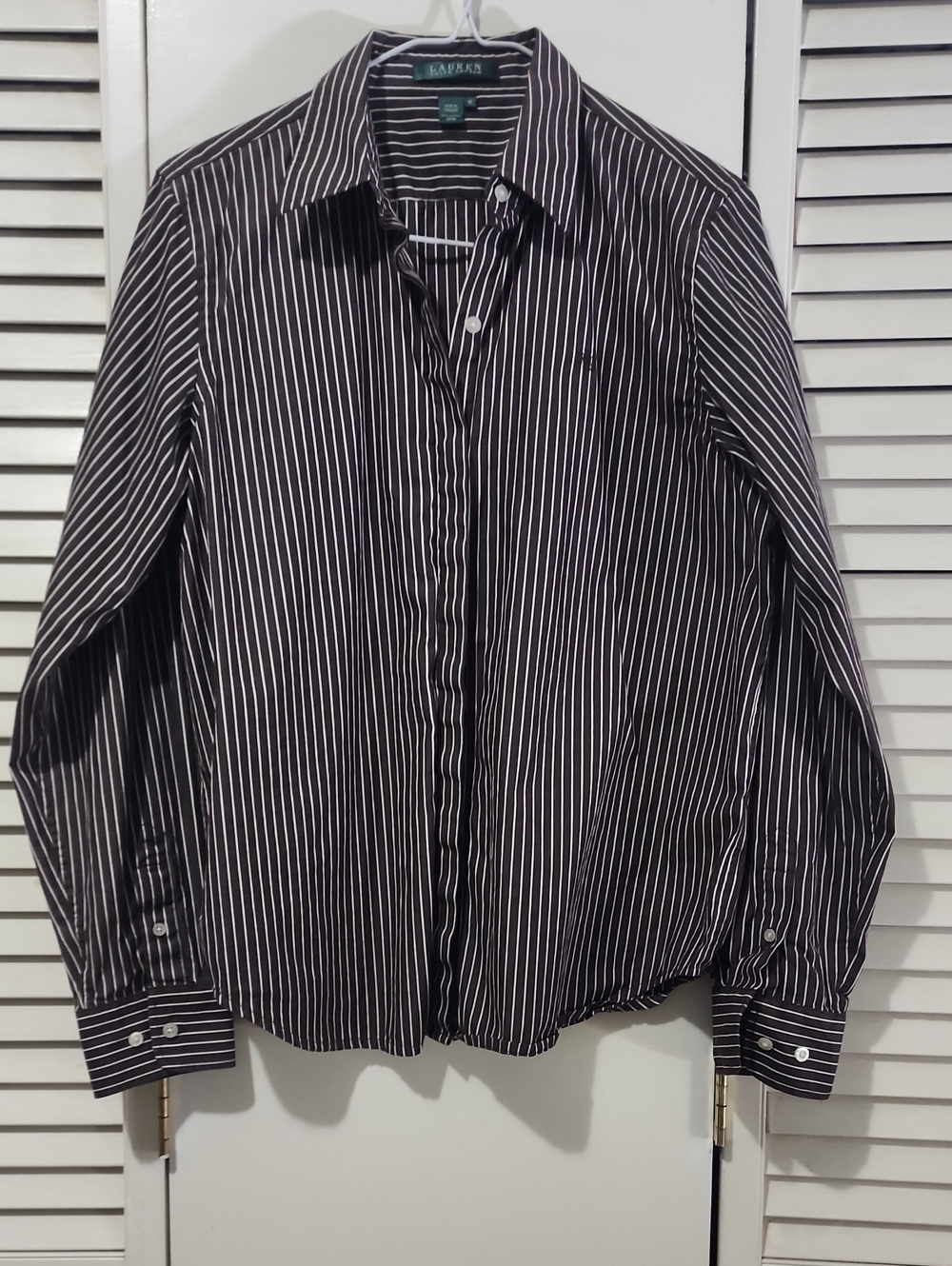 Chocolate Brown Ralph Lauren Hidden Button Collared Shirt - Size M